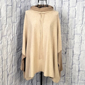 RENUAR Light Brown and Tan Poncho‎ Sweater Large